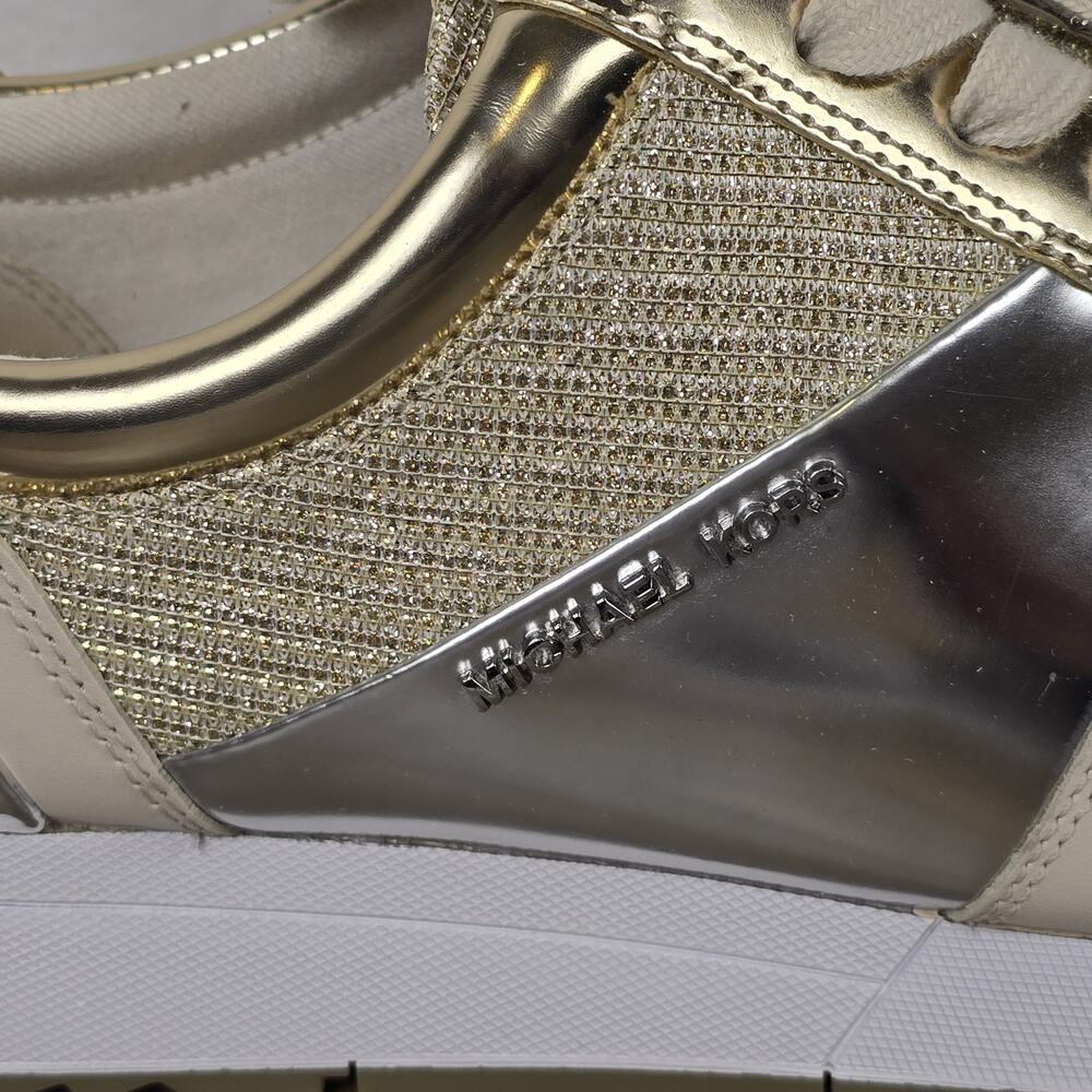 Michael Kors- Allie Trainers - Size 9.5 gold glitter mesh and metallic panel - Picture 6 of 11
